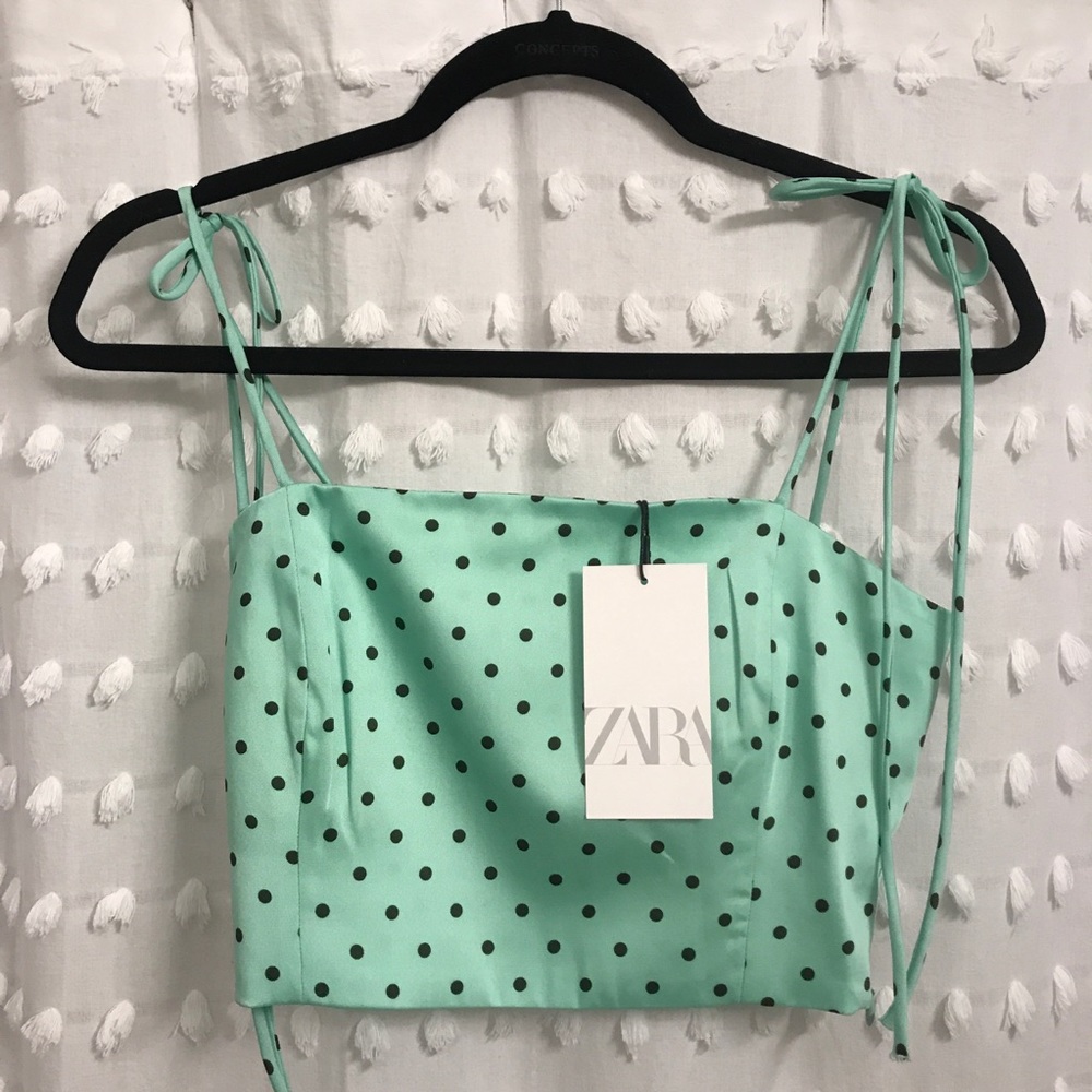 NWT ✨ Zara satin crop top tie tank